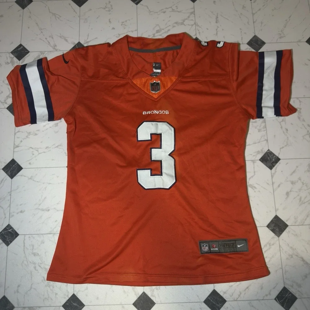 Nike Broncos Russell Wilson #3 Women's Jersey Orange Medium